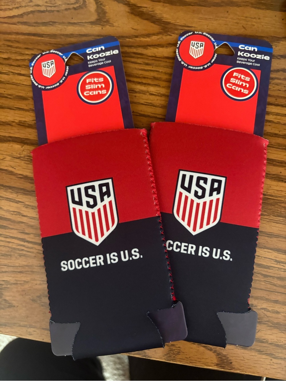 Soccer Red & Black Can Koozie - Fits Slim Cans SET OF TWO